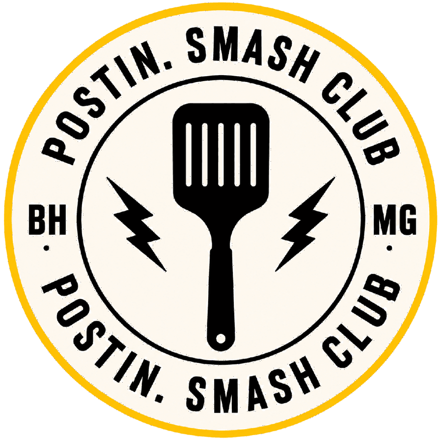 Selo oficial postin. Smash Club — espátula e raios · BH · MG